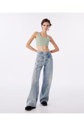 شلوار جین سرمه ای زنانه فاق بلند جین استاندارد کد 802435151