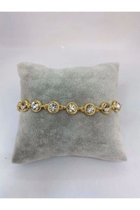دستبند جواهر طلائی زنانه روکش نقره کد 175448019