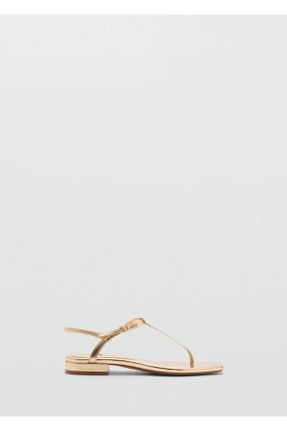 صندل طلائی زنانه پاشنه ساده پاشنه کوتاه ( 4 - 1 cm ) پارچه نساجی کد 833125258