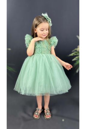 لباس سبز بچه گانه بافتنی پنبه - پلی استر طرح گلدار رگولار کد 809337391
