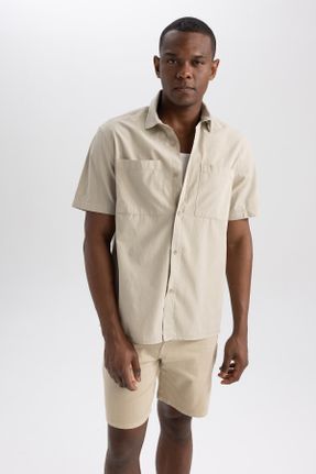 پیراهن طوسی مردانه ریلکس فیت یقه پیراهنی پنبه (نخی) کد 750182157