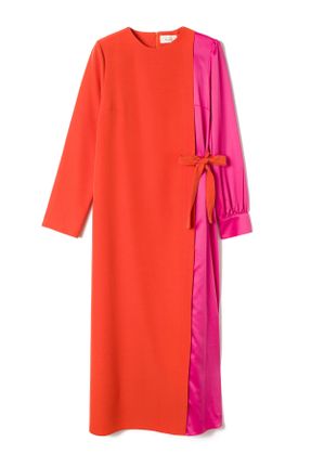 لباس نارنجی زنانه بافتنی اورسایز کد 741279947