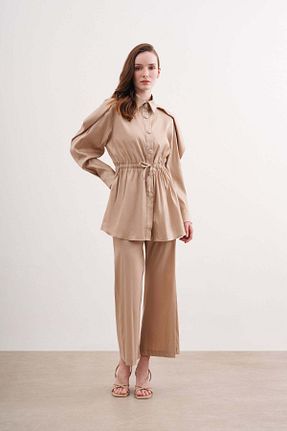 ست بالاتنه و پائین تنه حجاب بژ زنانه رگولار FUSHYA - کد 843245325