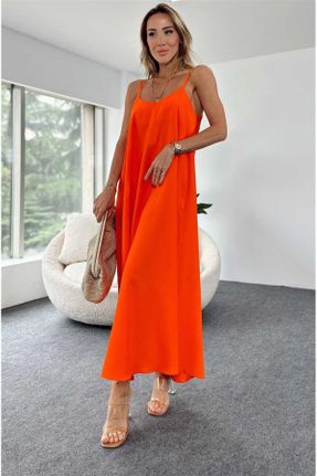 لباس نارنجی زنانه تریکو پنبه (نخی) راحت بند دار کد 825020644