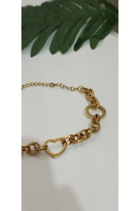 دستبند استیل طلائی زنانه فولاد ( استیل ) کد 787767974