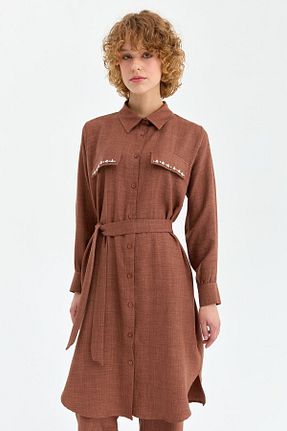 ست بالاتنه و پائین تنه حجاب قهوه ای زنانه رگولار Esswaap - کد 841224537