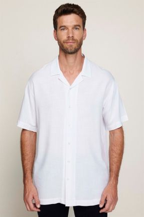 پیراهن سفید مردانه ریلکس فیت یقه پیراهنی ویسکون کد 750261761