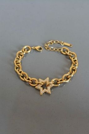 دستبند استیل طلائی زنانه فولاد ( استیل ) کد 841367138