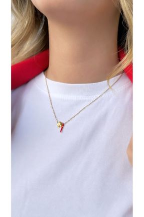 گردنبند جواهر طلائی زنانه استیل ضد زنگ کد 806102950