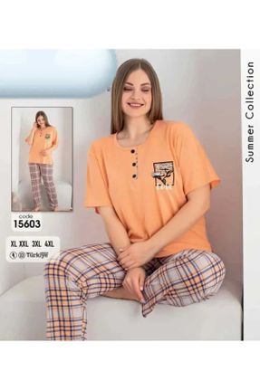 ست لباس راحتی نارنجی زنانه طرح دار ویسکون کد 815839722