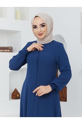 مانتو بلند حجاب آبی زنانه KMKkombin - کد 301079874