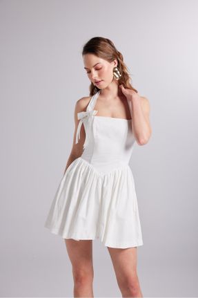 لباس سفید زنانه بافتنی پلی استر رگولار اداری کد 830644297