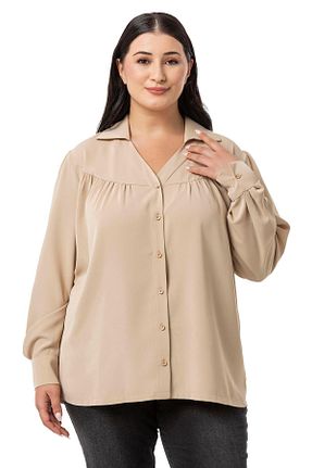 پیراهن سایز بزرگ بژ زنانه سایز بزرگ DISENTIS MODEST - کد 843856756