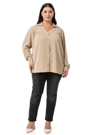 پیراهن سایز بزرگ بژ زنانه سایز بزرگ DISENTIS MODEST - کد 843856756