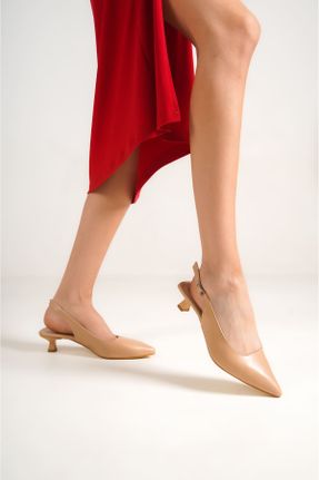 کفش پاشنه بلند کلاسیک بژ زنانه چرم لاکی پاشنه ضخیم پاشنه متوسط ( 5 - 9 cm ) کد 808027482