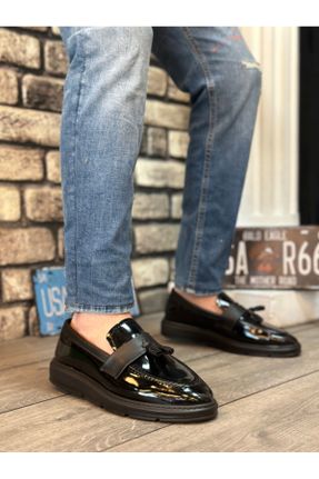 کفش کلاسیک مشکی مردانه جیر پاشنه کوتاه ( 4 - 1 cm ) پاشنه ساده کد 462208271
