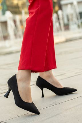 کفش مجلسی مشکی زنانه جیر پاشنه متوسط ( 5 - 9 cm ) پاشنه نازک کد 378865556
