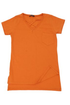 تی شرت نارنجی زنانه تکی کد 834249719