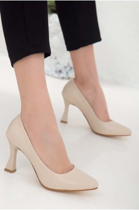 کفش پاشنه بلند کلاسیک بژ زنانه چرم لاکی پاشنه ساده پاشنه متوسط ( 5 - 9 cm ) کد 782654031
