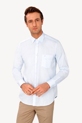 پیراهن آبی مردانه رگولار YSF - کد 322593965