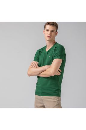 تی شرت سبز مردانه رگولار یقه هفت تکی کد 4932278