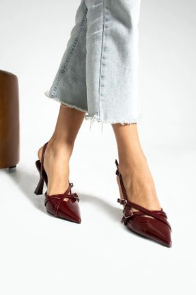 کفش پاشنه بلند کلاسیک زرشکی زنانه چرم لاکی پاشنه نازک پاشنه متوسط ( 5 - 9 cm ) کد 797899633
