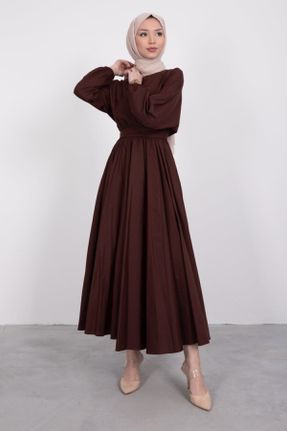 لباس قهوه ای زنانه رگولار بافتنی پنبه - پلی استر کد 248431092