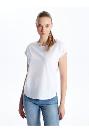 تی شرت سفید زنانه رگولار یقه گرد کد 817992918
