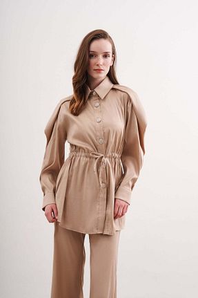 ست بالاتنه و پائین تنه حجاب بژ زنانه رگولار FUSHYA - کد 843245325