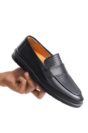 کفش کژوال مشکی مردانه چرم خالص depderi - کد 843245541