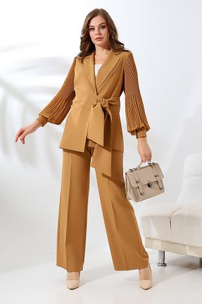 ست بالاتنه و پائین تنه قهوه ای زنانه بافتنی Vuntal BUTİK - کد 843472680
