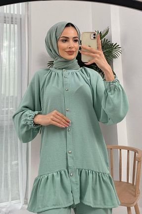 ست بالاتنه و پائین تنه حجاب سبز زنانه رگولار Basicpark - کد 324050490