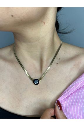 گردنبند استیل ( فولاد ) طلائی زنانه استیل ضد زنگ Mine - کد 843440188