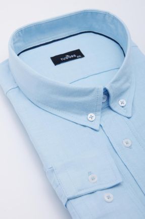پیراهن آبی مردانه سایز بزرگ پنبه (نخی) کد 822979757