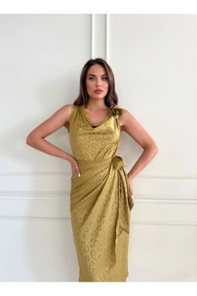 لباس طلائی زنانه بافتنی لیکرا اسلیم فیت کد 833515875