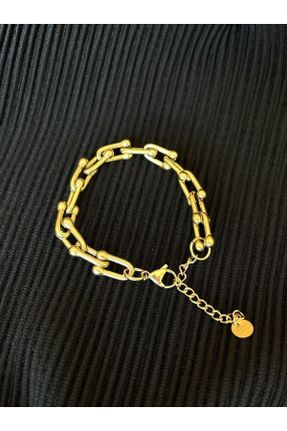 دستبند استیل طلائی زنانه استیل ضد زنگ کد 750269342