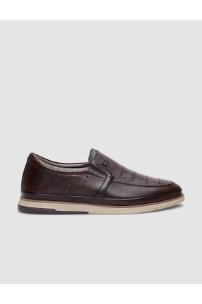کفش کژوال قهوه ای مردانه چرم طبیعی پاشنه کوتاه ( 4 - 1 cm ) پاشنه ساده کد 814247946