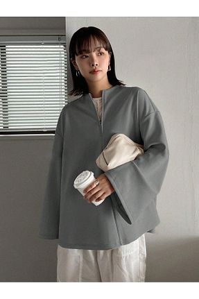 بلوز حجاب طوسی زنانه اورسایز Trendseninle - کد 843800546