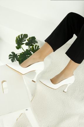 کفش استایلتو سفید پاشنه نازک پاشنه متوسط ( 5 - 9 cm ) کد 207013304