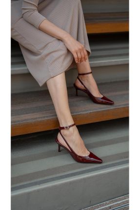 کفش پاشنه بلند کلاسیک زرشکی زنانه چرم پاشنه ساده پاشنه متوسط ( 5 - 9 cm ) کد 805868471