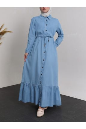 لباس آبی زنانه رگولار جین پنبه - پلی استر کد 778694713