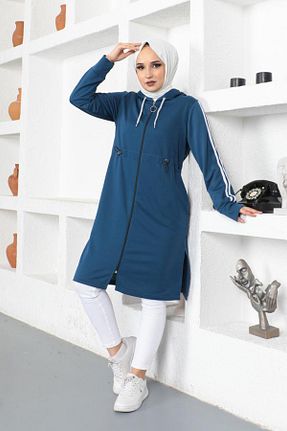 کلاه و ابایا سرمه ای زنانه بافت Moda Ebva - کد 843797421