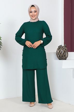 ست بالاتنه و پائین تنه حجاب سبز زنانه گشاد Moda Ebva - کد 795819916