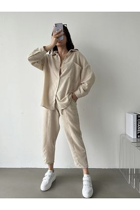 ست بالاتنه و پائین تنه بژ زنانه بافتنی BEJNA - کد 646957191