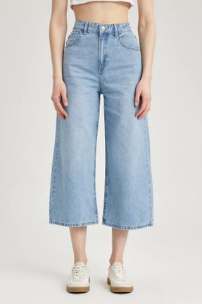 شلوار جین آبی زنانه پاچه گشاد پنبه (نخی) استاندارد کد 670323521