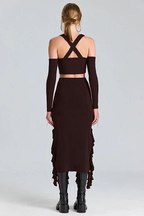دامن قهوه ای زنانه پارچه Boutiquen - کد 843256936