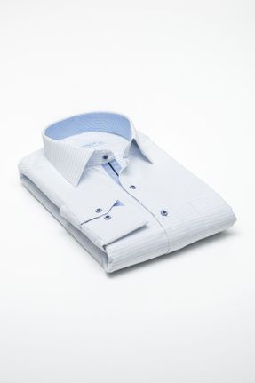 پیراهن سفید مردانه ریلکس یقه پیراهنی پنبه - پلی استر کد 308463698