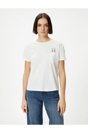 تی شرت نباتی زنانه فرم فیت یقه گرد پنبه (نخی) تکی کد 799647014