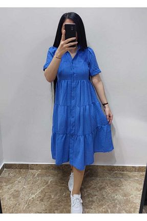 لباس آبی زنانه جین Nida Çelik Collection - کد 813138090