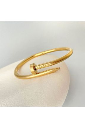 دستبند استیل طلائی زنانه فولاد ( استیل ) کد 803038650